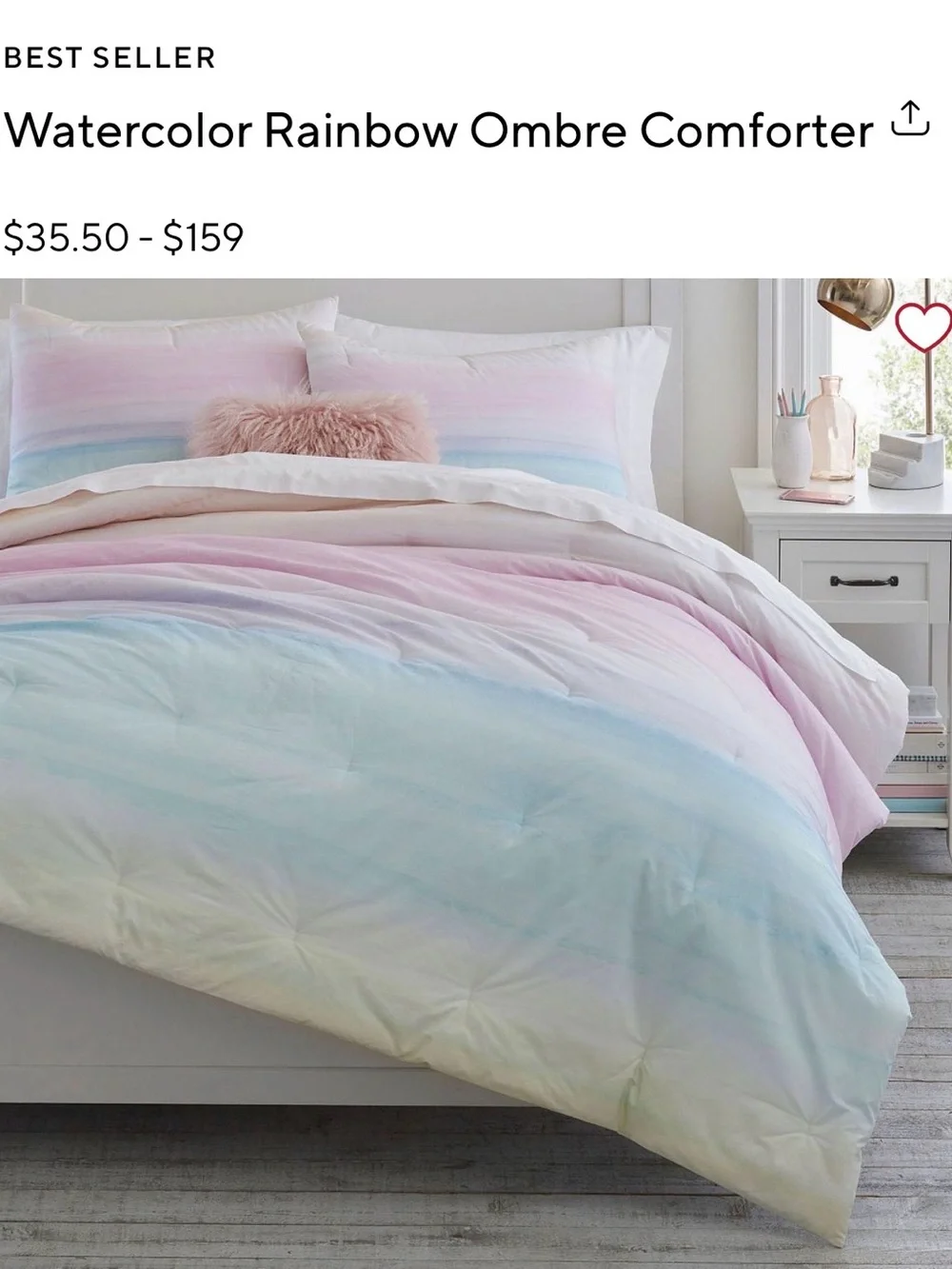 Pottery Barn Teen Watercolor Ombre Comforter - Pastel Pink, Blue & Cream